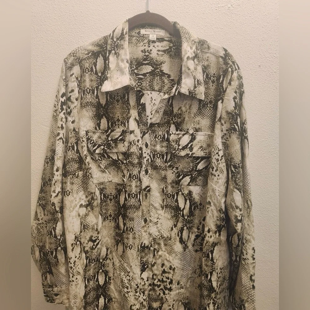 Studio Works Men's Monochrome Snake Print Shirt Jacket - Picture 1 of 9